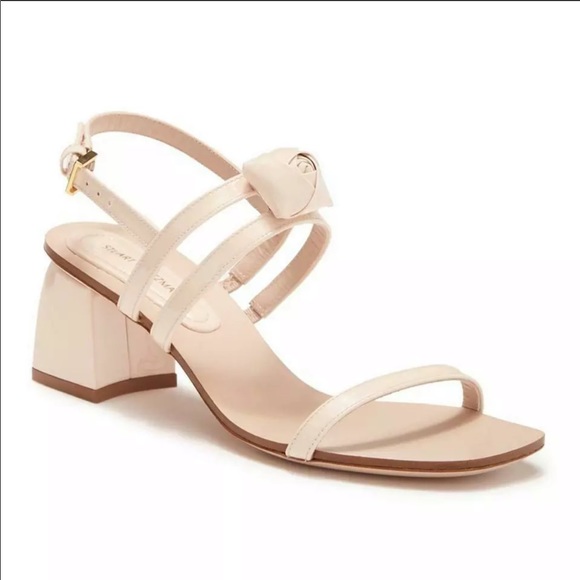 New Stuart Weitzman BeigeRosetta Block Heel sandal - Picture 1 of 7